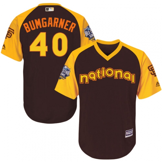 Youth Majestic San Francisco Giants 40 Madison Bumgarner Authentic Brown 2016 All-Star National League BP Cool Base MLB Jersey
