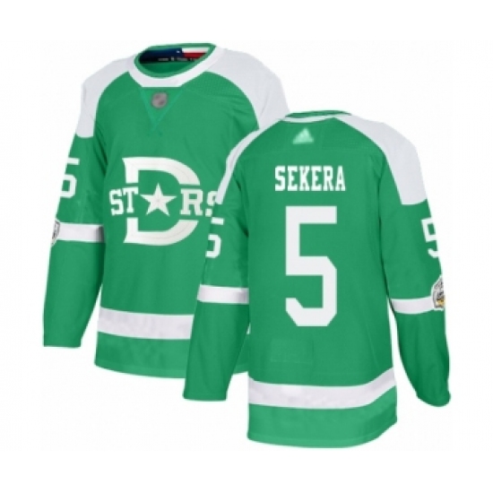 Men's Dallas Stars 5 Andrej Sekera Authentic Green 2020 Winter Classic Hockey Jersey