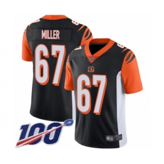 Men's Cincinnati Bengals 67 John Miller Black Team Color Vapor Untouchable Limited Player 100th Season Football Jersey
