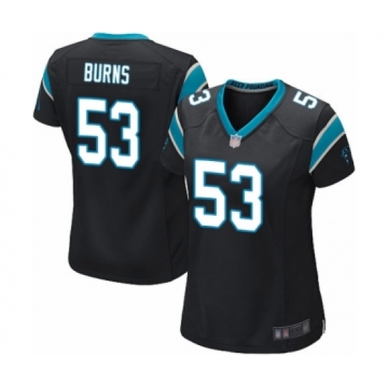Women's Carolina Panthers 53 Brian Burns Game Black Team Color Football Jersey