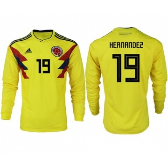 Colombia 19 Hernandez Home Long Sleeves Soccer Country Jersey
