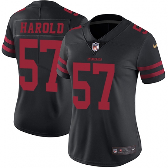Women's Nike San Francisco 49ers 57 Eli Harold Black Vapor Untouchable Limited Player NFL Jersey