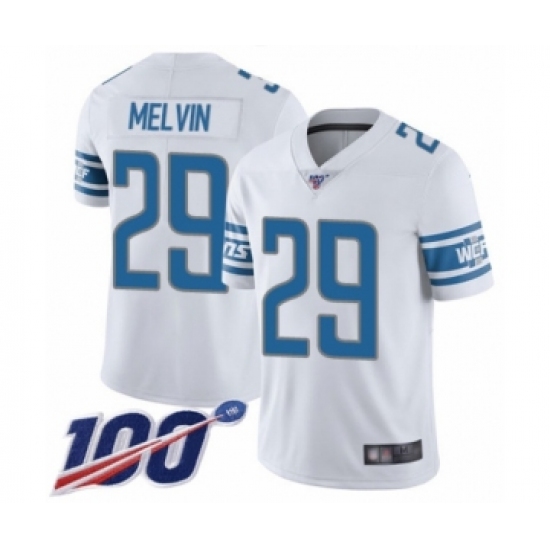 Men's Detroit Lions 29 Rashaan Melvin White Vapor Untouchable Limited Player 100th Season Football Jersey