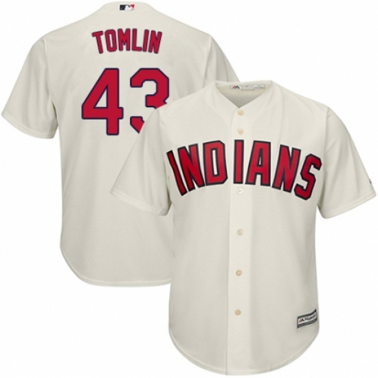 Youth Majestic Cleveland Indians 43 Josh Tomlin Authentic Cream Alternate 2 Cool Base MLB Jersey