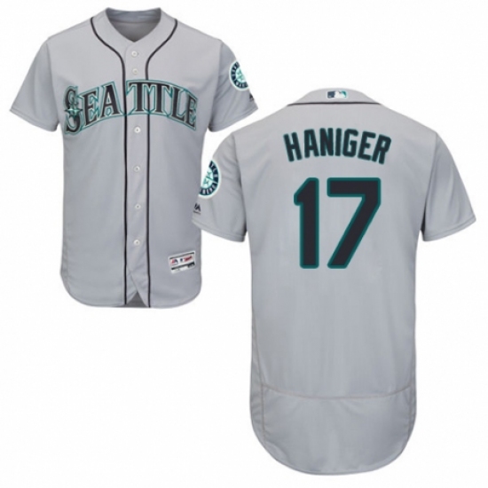 Men's Majestic Seattle Mariners 17 Mitch Haniger Grey Road Flex Base Authentic Collection MLB Jersey