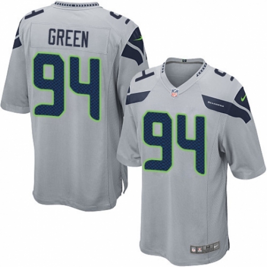 Men's Nike Seattle Seahawks 94 Rasheem Green Game Grey Alternate NFL Jersey