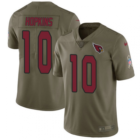 Men's Nike Arizona Cardinals 10 DeAndre Hopkins Olive Stitched NFL Limited 2017 Salute To Service Jersey