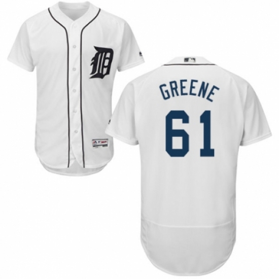 Men's Majestic Detroit Tigers 61 Shane Greene White Home Flex Base Authentic Collection MLB Jersey