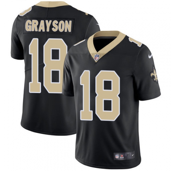 Men's Nike New Orleans Saints 18 Garrett Grayson Black Team Color Vapor Untouchable Limited Player NFL Jersey