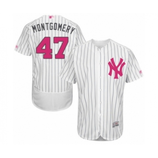 Men's New York Yankees 47 Jordan Montgomery Authentic White 2016 Mother's Day Fashion Flex Base Baseball Player Jersey