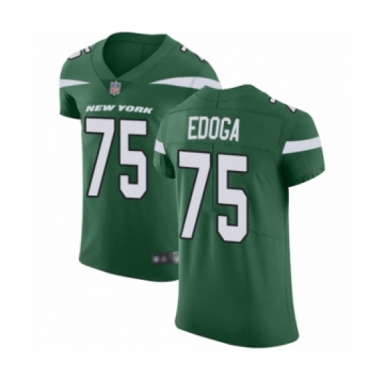 Men's New York Jets 75 Chuma Edoga Green Team Color Vapor Untouchable Elite Player Football Jersey