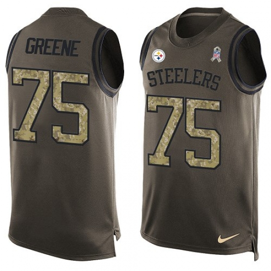 Men's Nike Pittsburgh Steelers 75 Joe Greene Limited Green Salute to Service Tank Top NFL Jersey
