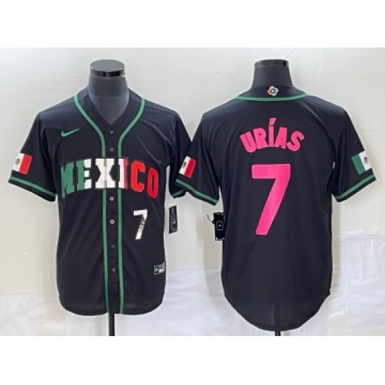 Men's Mexico Baseball 7 Julio Urias Number 2023 Black World Baseball Classic Stitched Jersey