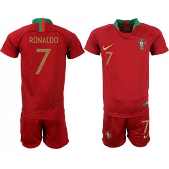 Portugal 7 Ronaldo Home Kid Soccer Country Jersey