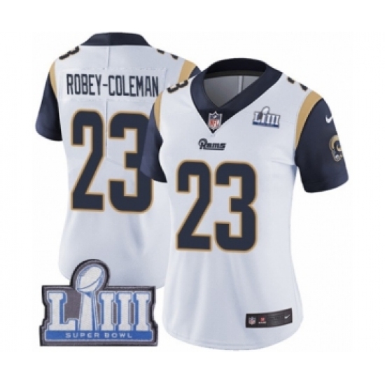 Women's Nike Los Angeles Rams 23 Nickell Robey-Coleman White Vapor Untouchable Limited Player Super Bowl LIII Bound NFL Jersey
