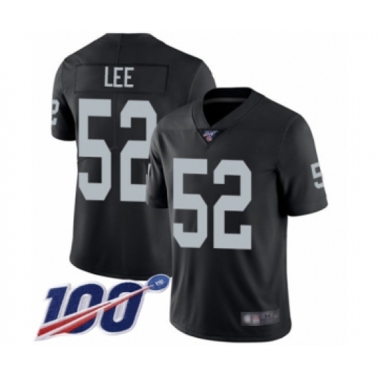 Men's Oakland Raiders 52 Marquel Lee Black Team Color Vapor Untouchable Limited Player 100th Season Football Jersey