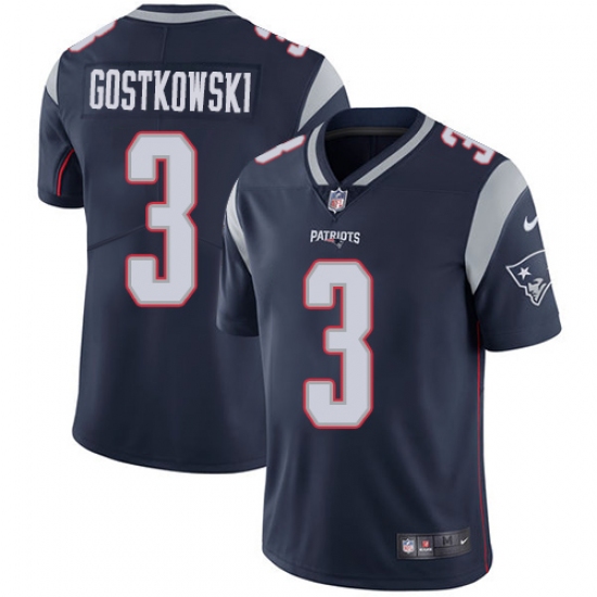 Youth Nike New England Patriots 3 Stephen Gostkowski Navy Blue Team Color Vapor Untouchable Limited Player NFL Jersey