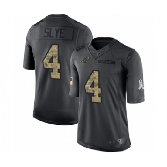 Men's Carolina Panthers 4 Joey Slye Limited Black 2016 Salute to Service Football Jersey