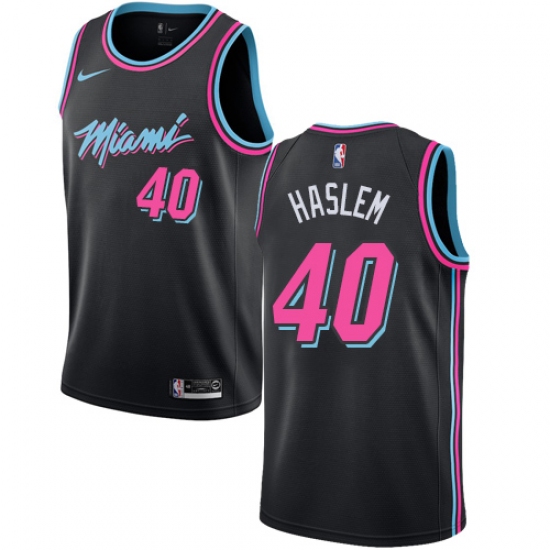 Men's Nike Miami Heat 40 Udonis Haslem Swingman Black NBA Jersey - City Edition