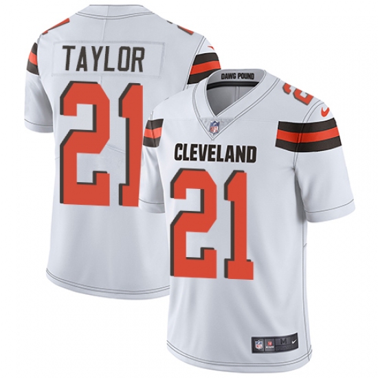 Men's Nike Cleveland Browns 21 Jamar Taylor White Vapor Untouchable Limited Player NFL Jersey