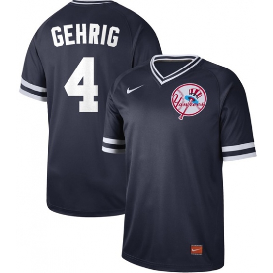 Men's Nike New York Yankees 4 Lou Gehrig Navy Authentic Cooperstown Collection Stitched Baseball Jersey