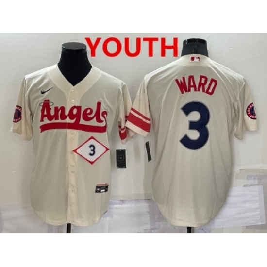 Youth Los Angeles Angels 3 Taylor Ward Number Cream 2022 City Connect Cool Base Stitched Jersey