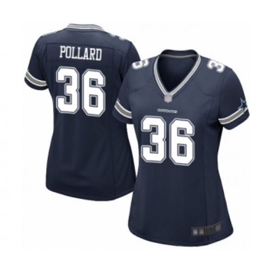 Women's Dallas Cowboys 36 Tony Pollard Game Navy Blue Team Color Football Jersey