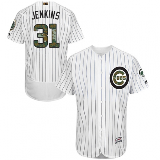 Men's Majestic Chicago Cubs 31 Fergie Jenkins Authentic White 2016 Memorial Day Fashion Flex Base MLB Jersey