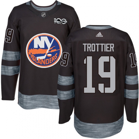 Men's Adidas New York Islanders 19 Bryan Trottier Authentic Black 1917-2017 100th Anniversary NHL Jersey