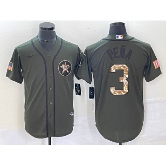 Men's Nike Houston Astros 3 Jeremy Pena Green Salute To Service Stitched MLB Cool Base Jersey