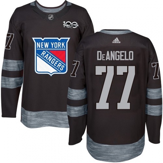 Men's Adidas New York Rangers 77 Anthony DeAngelo Premier Black 1917-2017 100th Anniversary NHL Jersey