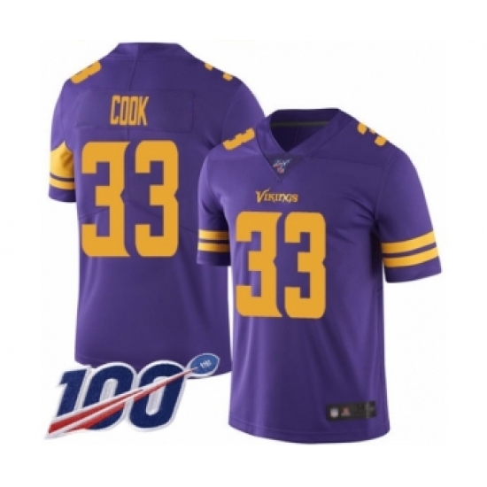 Men's Minnesota Vikings 33 Dalvin Cook Limited Purple Rush Vapor Untouchable 100th Season Football Jersey