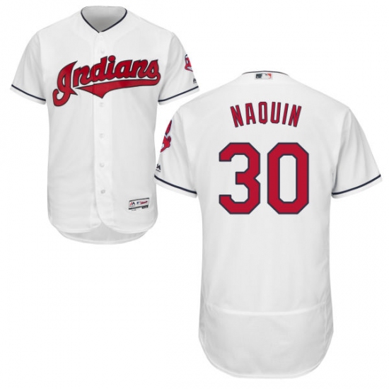 Men's Majestic Cleveland Indians 30 Tyler Naquin White Flexbase Authentic Collection MLB Jersey