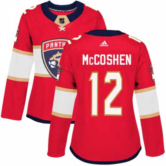 Women's Adidas Florida Panthers 12 Ian McCoshen Premier Red Home NHL Jersey