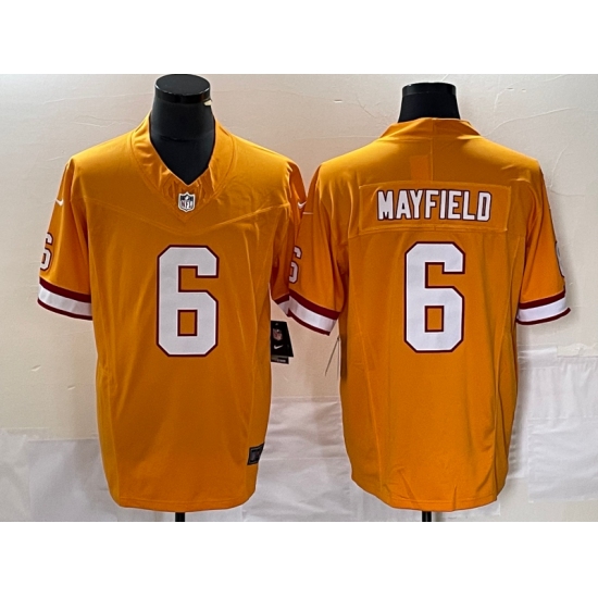 Men's Nike Tampa Bay Buccaneers 6 Baker Mayfield Yellow 2023 F.U.S.E. Vapor Limited Throwback Stitched Football Jersey