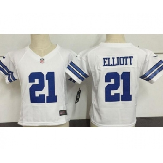Toddler Dallas Cowboys 21 Ezekiel Elliott White Road Stitched NFL Nike Game Jersey