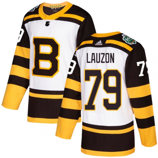 Men's Adidas Boston Bruins 79 Jeremy Lauzon Authentic White 2019 Winter Classic NHL Jersey