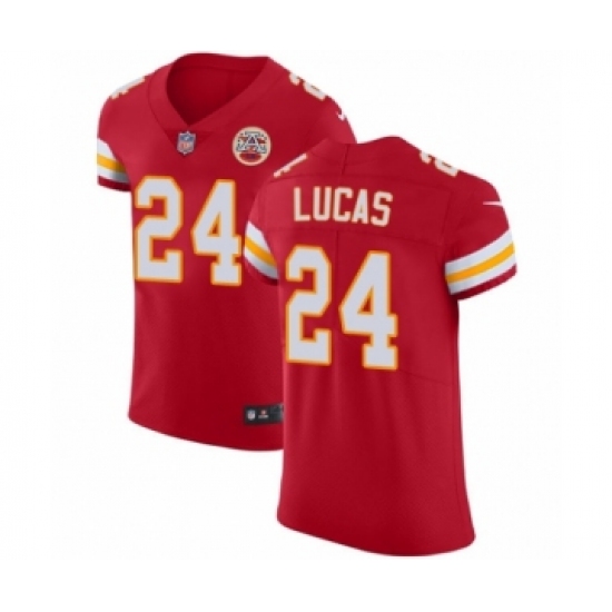 Men's Nike Kansas City Chiefs 24 Jordan Lucas Red Team Color Vapor Untouchable Elite Player NFL Jersey