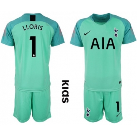 Tottenham Hotspur 1 Lloris Green Goalkeeper Kid Soccer Club Jersey