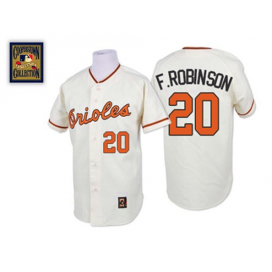 Men's Mitchell and Ness Baltimore Orioles 20 Frank Robinson Authentic White Throwback MLB Jersey
