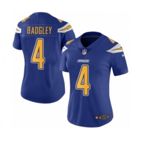 Women's Nike Los Angeles Chargers 4 Michael Badgley Limited Electric Blue Rush Vapor Untouchable NFL Jersey