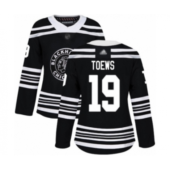 Women's Chicago Blackhawks 19 Jonathan Toews Authentic Black Alternate Hockey Jersey