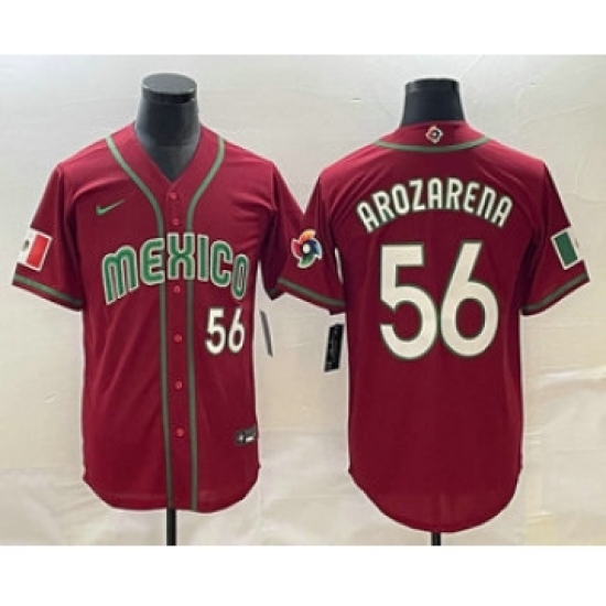 Men's Mexico Baseball 56 Randy Arozarena Number 2023 Red World Classic Stitched Jersey