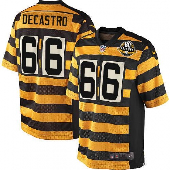 Men's Nike Pittsburgh Steelers 66 David DeCastro Elite Yellow/Black Alternate 80TH Anniversary Throwback NFL Jersey