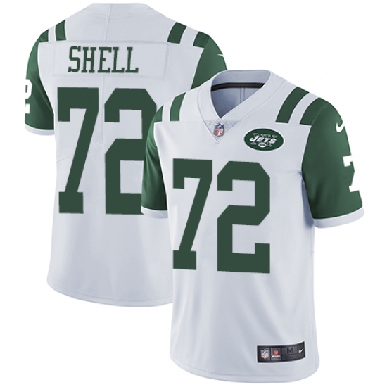 Men's Nike New York Jets 72 Brandon Shell White Vapor Untouchable Limited Player NFL Jersey