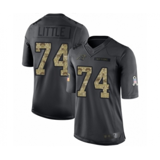 Men's Carolina Panthers 74 Greg Little Limited Black 2016 Salute to Service Football Jersey