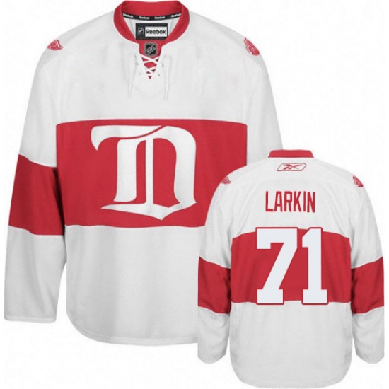 Men's Reebok Detroit Red Wings 71 Dylan Larkin Premier White Third NHL Jersey