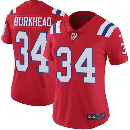 Women's Nike New England Patriots 34 Rex Burkhead Red Alternate Vapor Untouchable Limited Player NFL Jersey