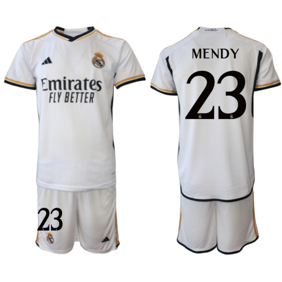Men's Real Madrid 23 Mendy 2023-24 White Home Soccer Jersey