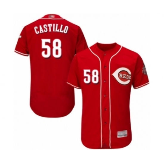 Men's Cincinnati Reds 58 Luis Castillo Red Alternate Flex Base Authentic Collection Baseball Jersey
